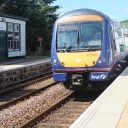 Scotrail trein, station Insch, spoorlijn Aberdeen-Inverness