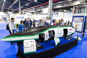 Hyperloop pod op RailTech Europe 2017 in de Jaarbeurs in Utrecht