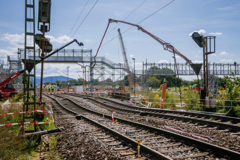 Werkzaamheden in Rastatt in Duitsland, foto: Thomas Niedermüller / Deutsche Bahn