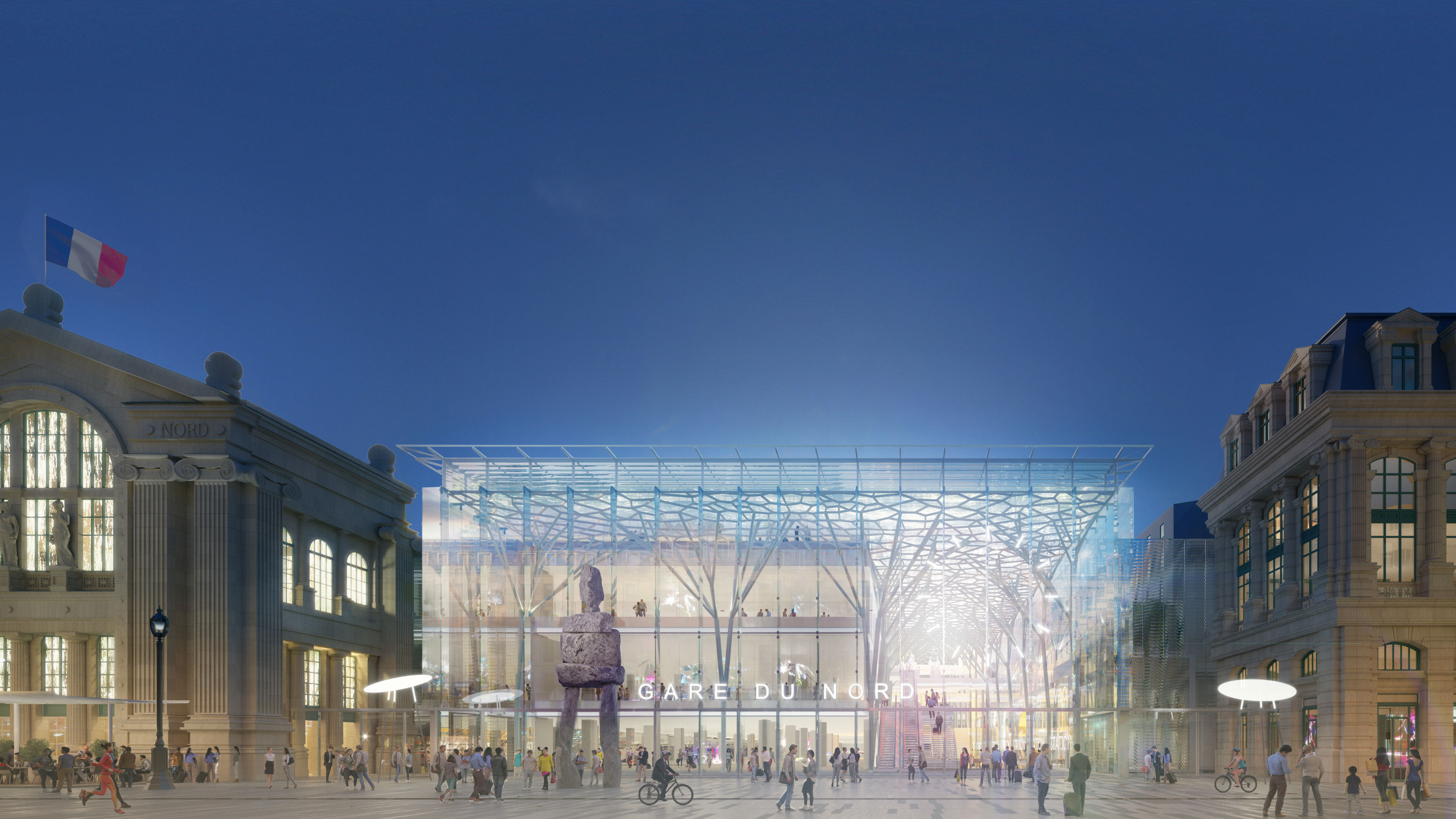 De nieuwe voorgevel van Gare du Nord in Parijs, Frankrijk. Bron: SNCF