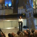 Burgemeester Femke Halsema van Amsterdam tijdens de opening van de Noord/Zuidlijn