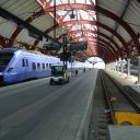 Skånetrafiken trein op station Malmö, Zweden