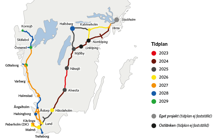 Spoorkaart Zweden ERTMS