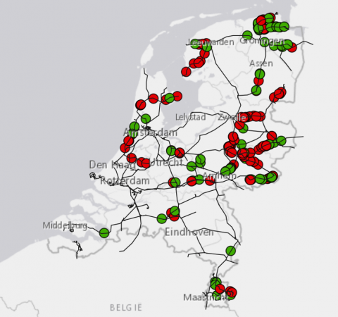 Kaart met NABO's in Nederland