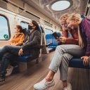 Reizigers in trein met mondkapje (bron: OV-NL)