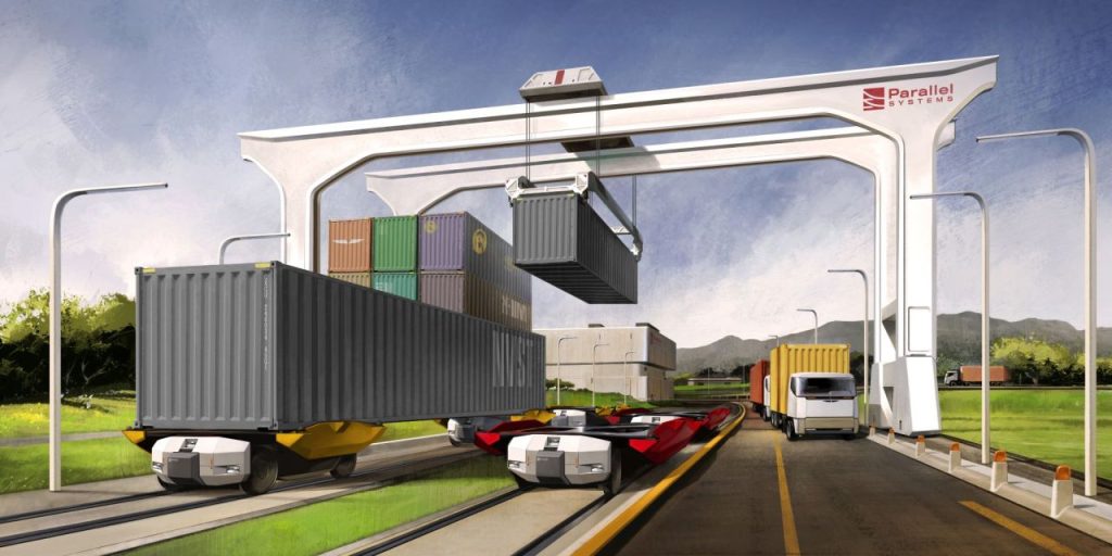 What loading containers on the autonomous vehicles would look like, image: Parallel Systems