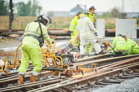 Spoorwerkers in Belgie, bron: Infrabel